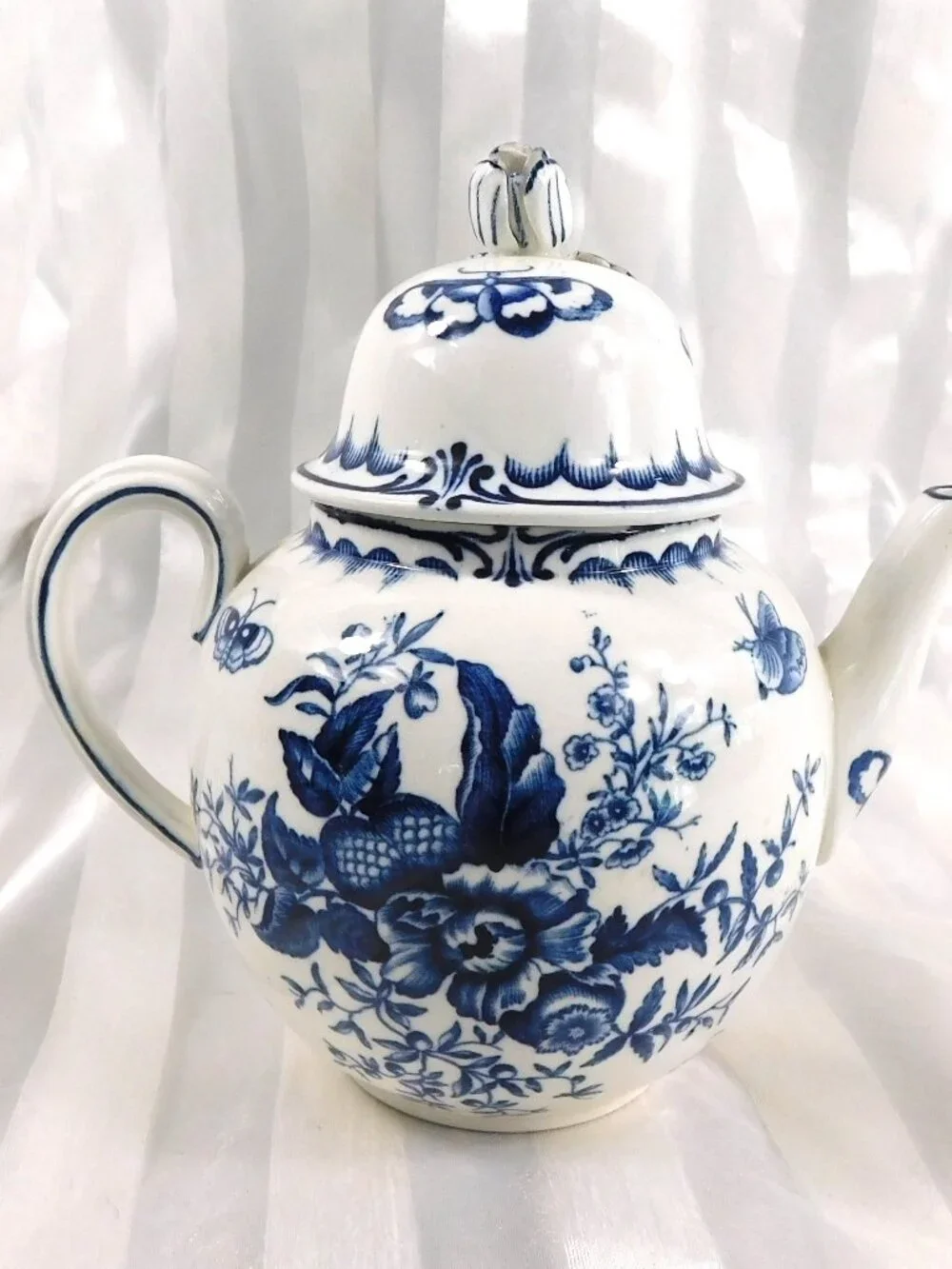 White and Blue Teapot in Blue Sprays  # 27091